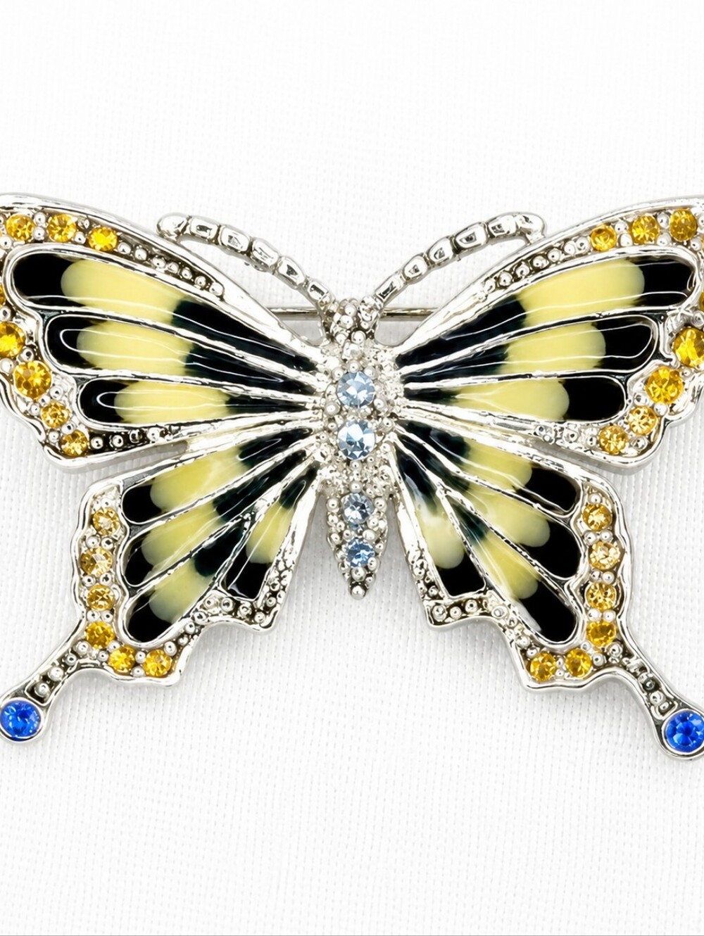 💎🦋Monet Butterfly Brooch | Silver Tone Enamel Crystal | Vintage Inspired Jewel